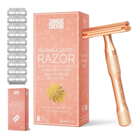 Jungle Culture Rose Gold & Black Reusable Safety Razors (5 Year Warranty) | 