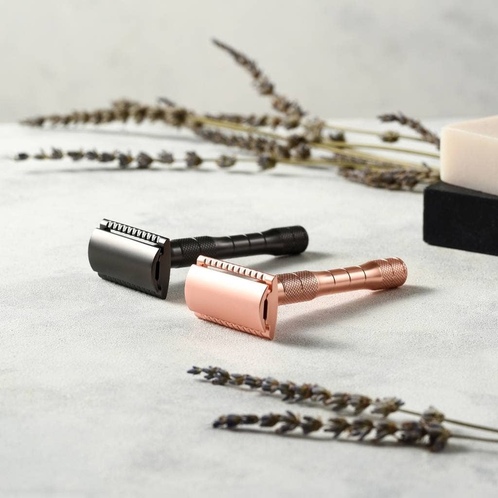 Jungle Culture Rose Gold & Black Reusable Safety Razors (5 Year Warranty)