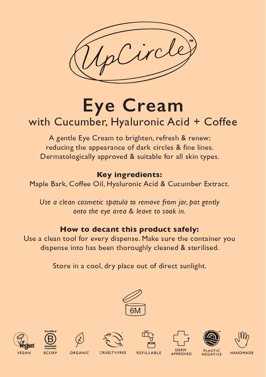 UpCircle Beauty Vegan Hydrating Eye Cream with Hyaluronic Acid + Coffee Oil