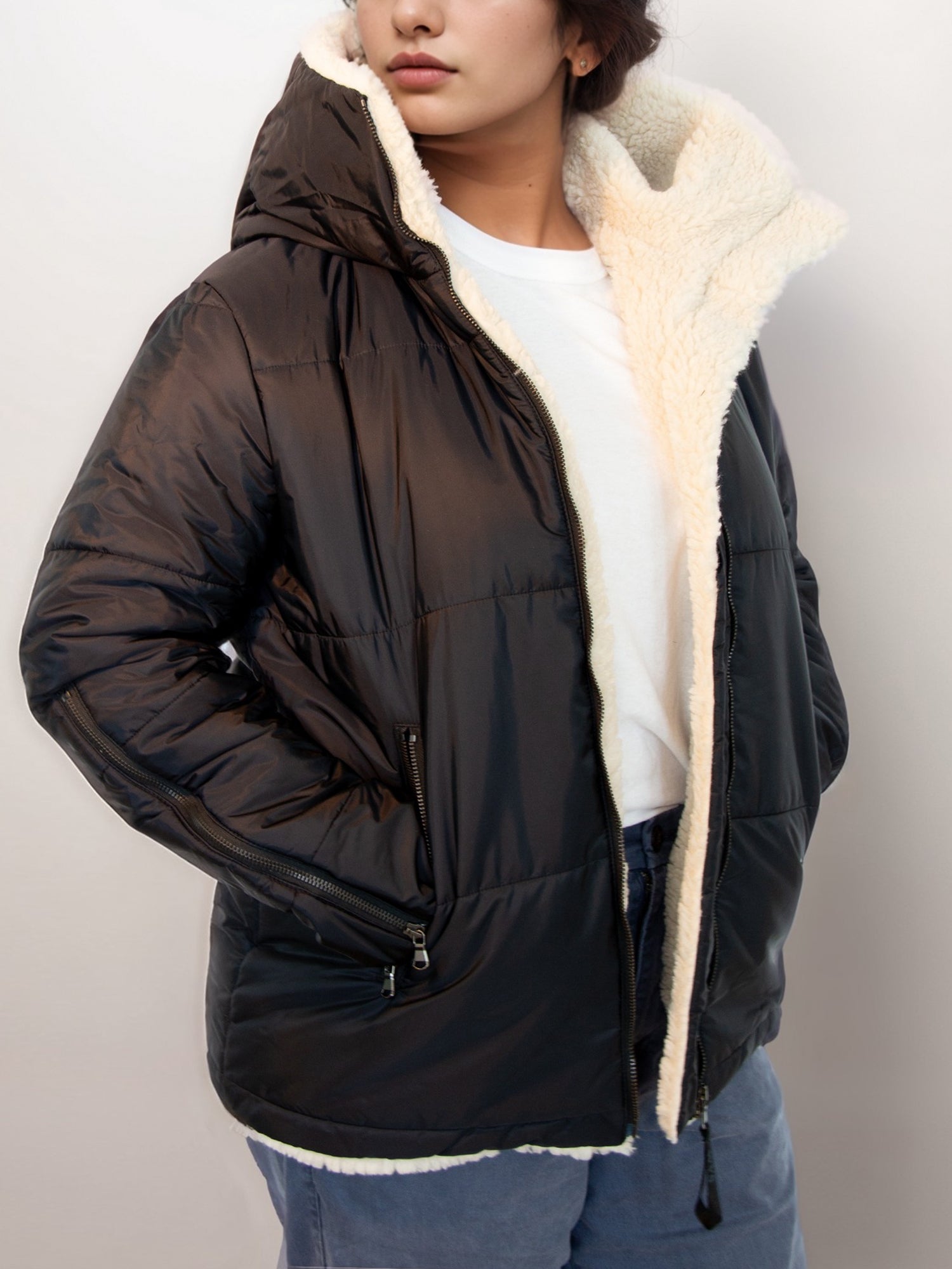 Vegan Women's Recycled Vegan Shearling Puffer | Will's Vegan Store
