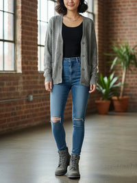 Vegan Women's Chunky Button Up Knitted Cardigan | Will's Vegan Store