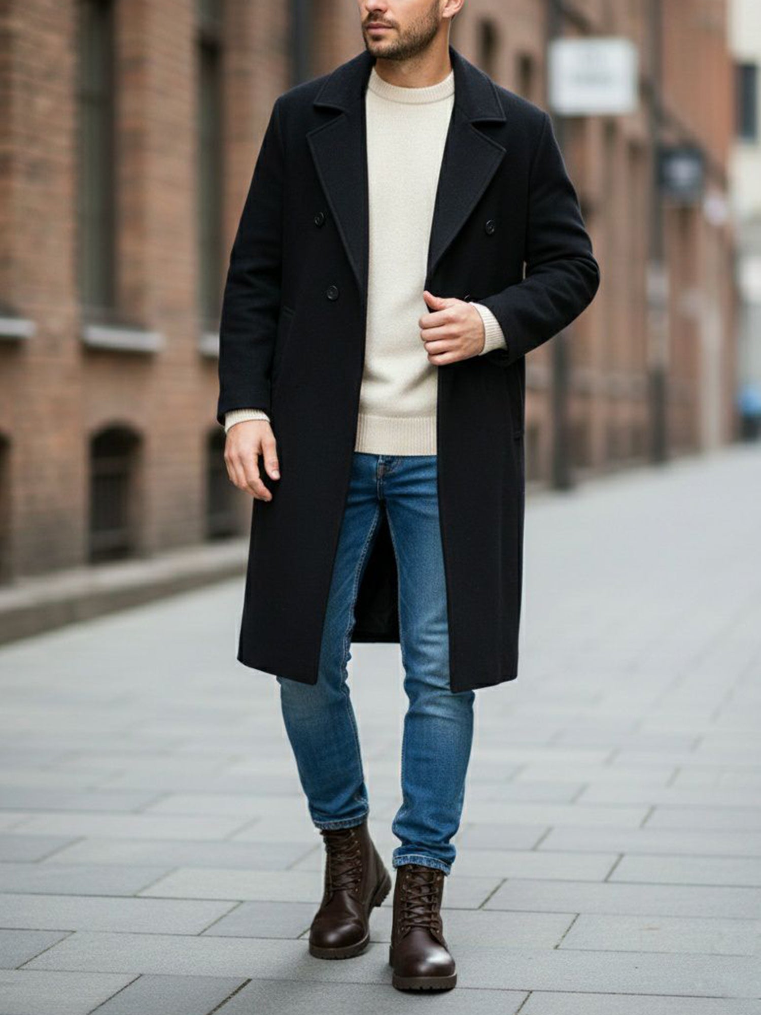 Men's Double Breasted Vegan Wool Coat | Will's Vegan Store