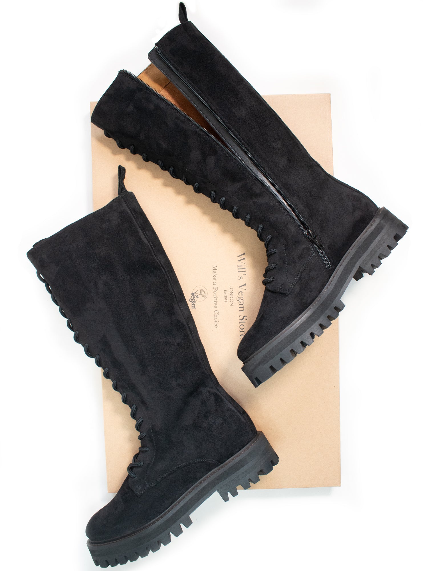 Lace-Up Vegan Suede High Boots | Will's Vegan Store