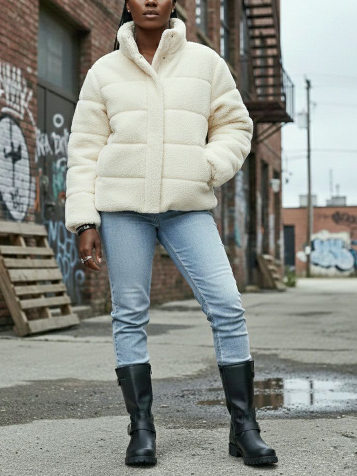 Vegan Women's Recycled Teddy Puffer | Will's Vegan Store