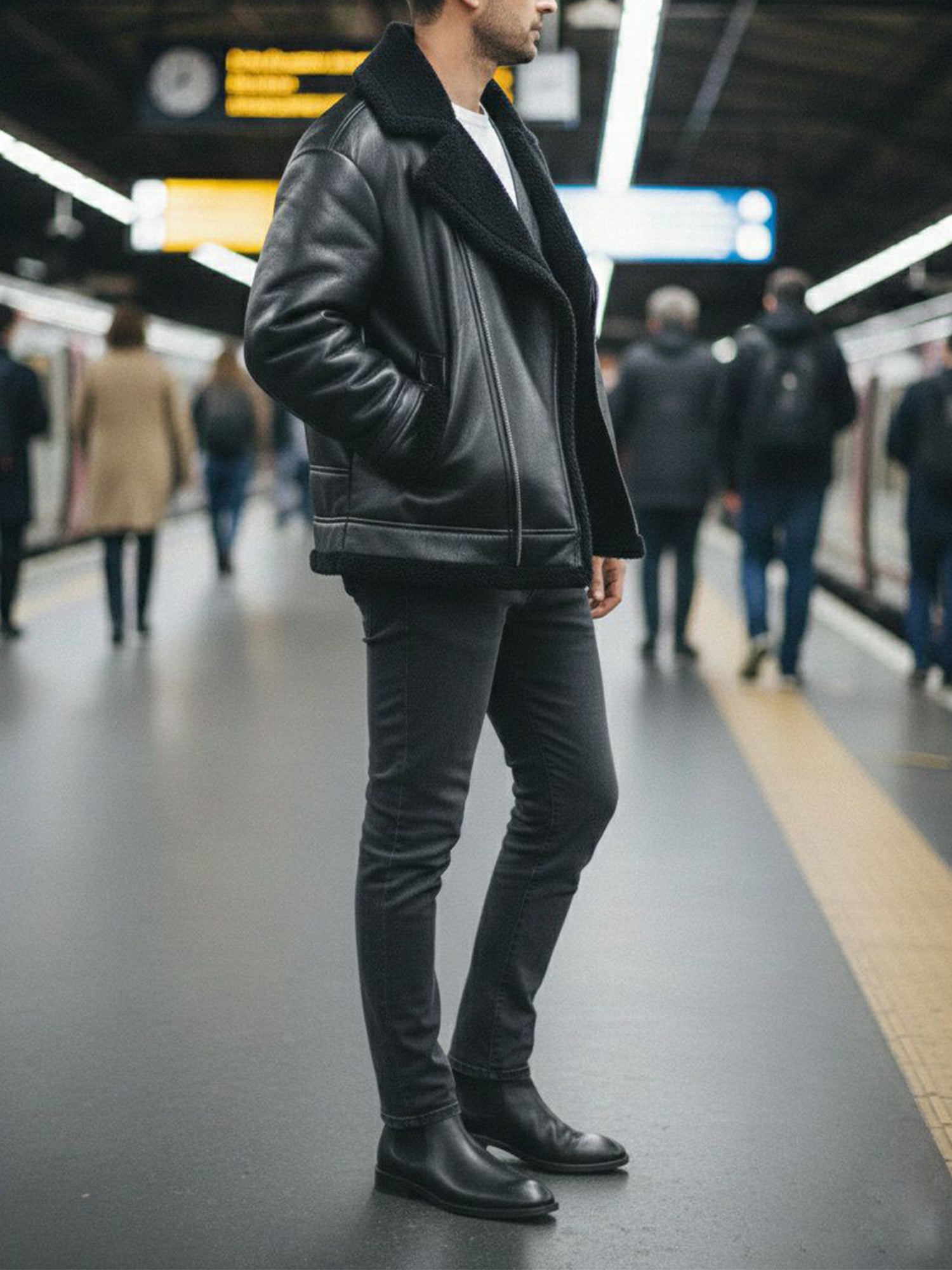 Men's Oversized Recycled Vegan Shearling Aviator Jacket | Will's Vegan Store