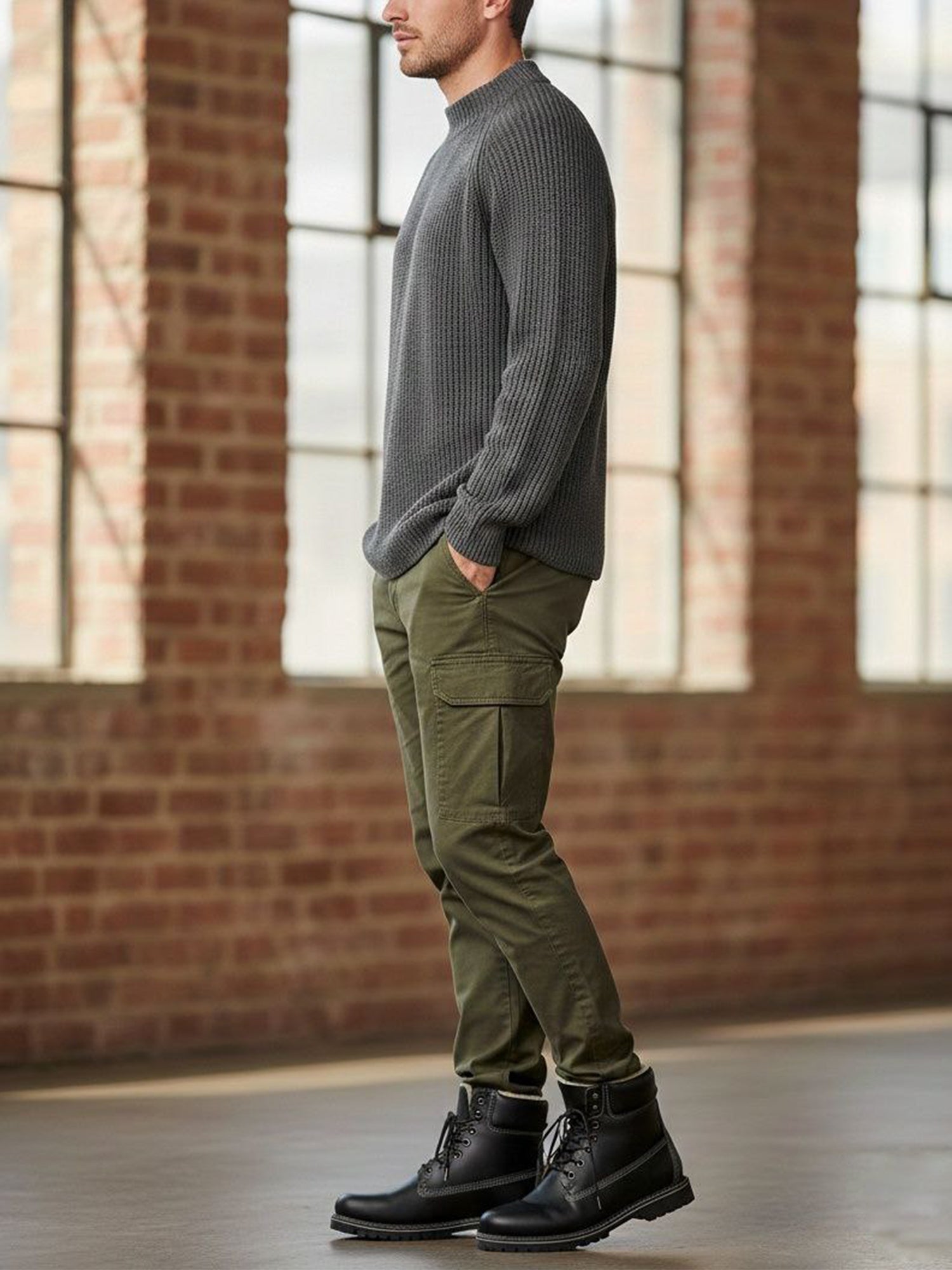 Vegan Men's Recycled Slouch Knit Mockneck | Will's Vegan Store