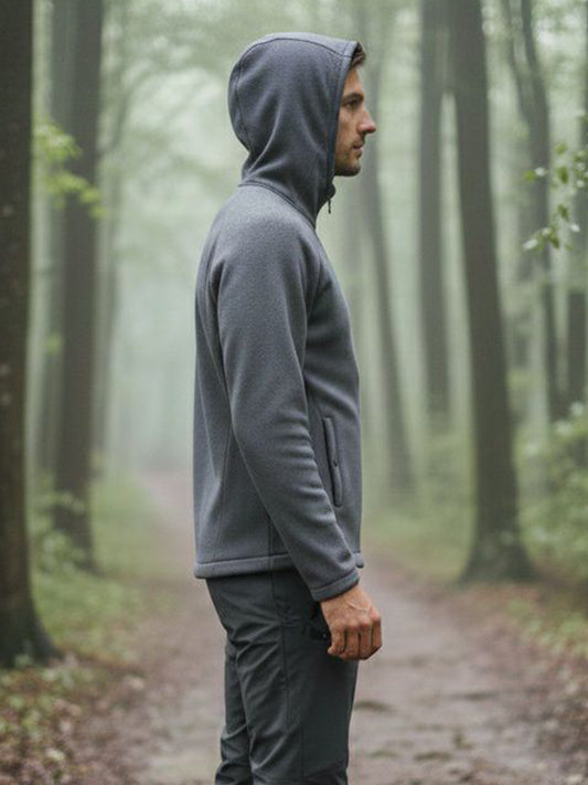 Vegan Men's Recycled Zip Through Hooded Fleece | Will's Vegan Store