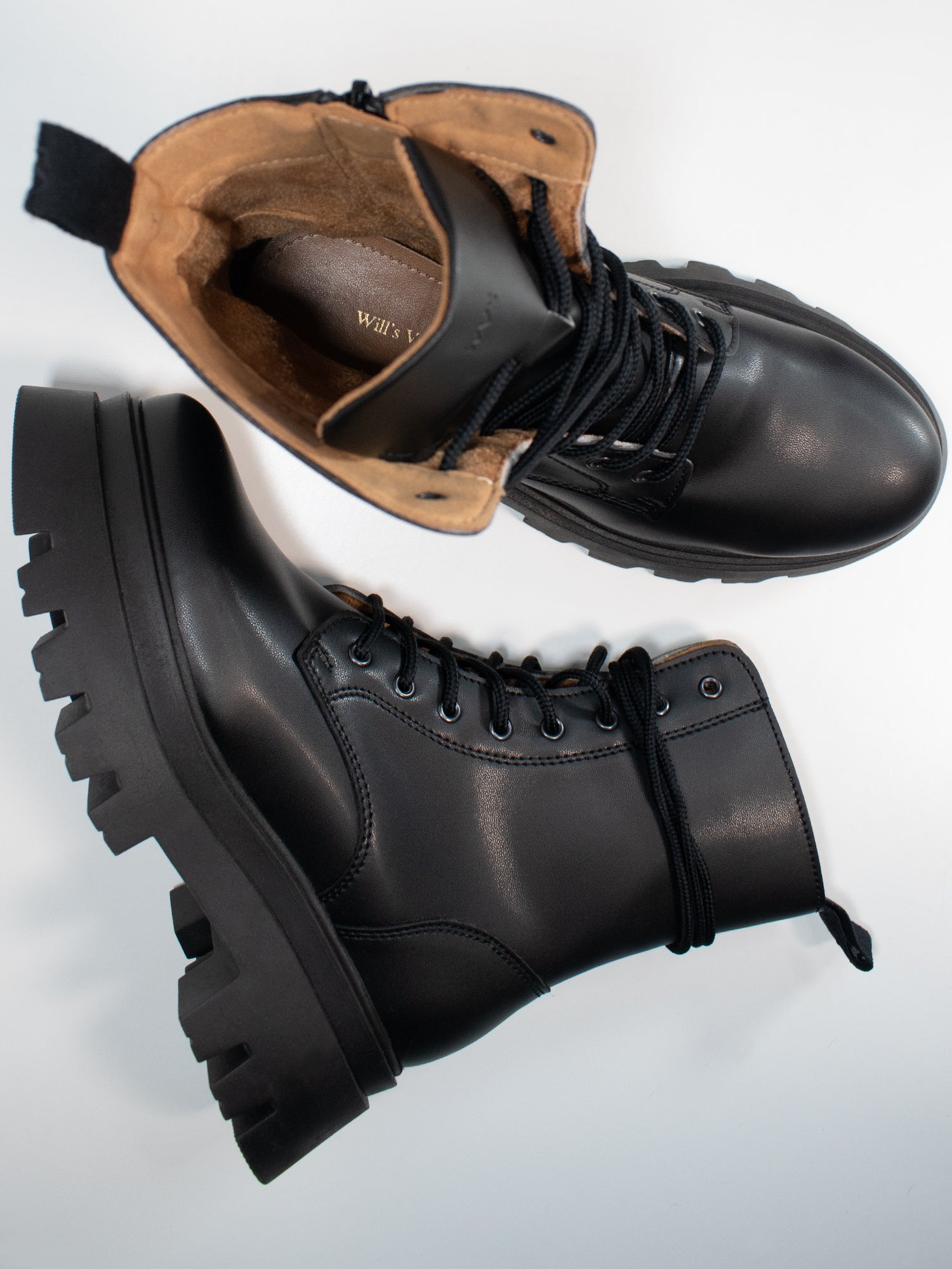 Track Sole 8 Eye Lace-Up Boots | Will's Vegan Store