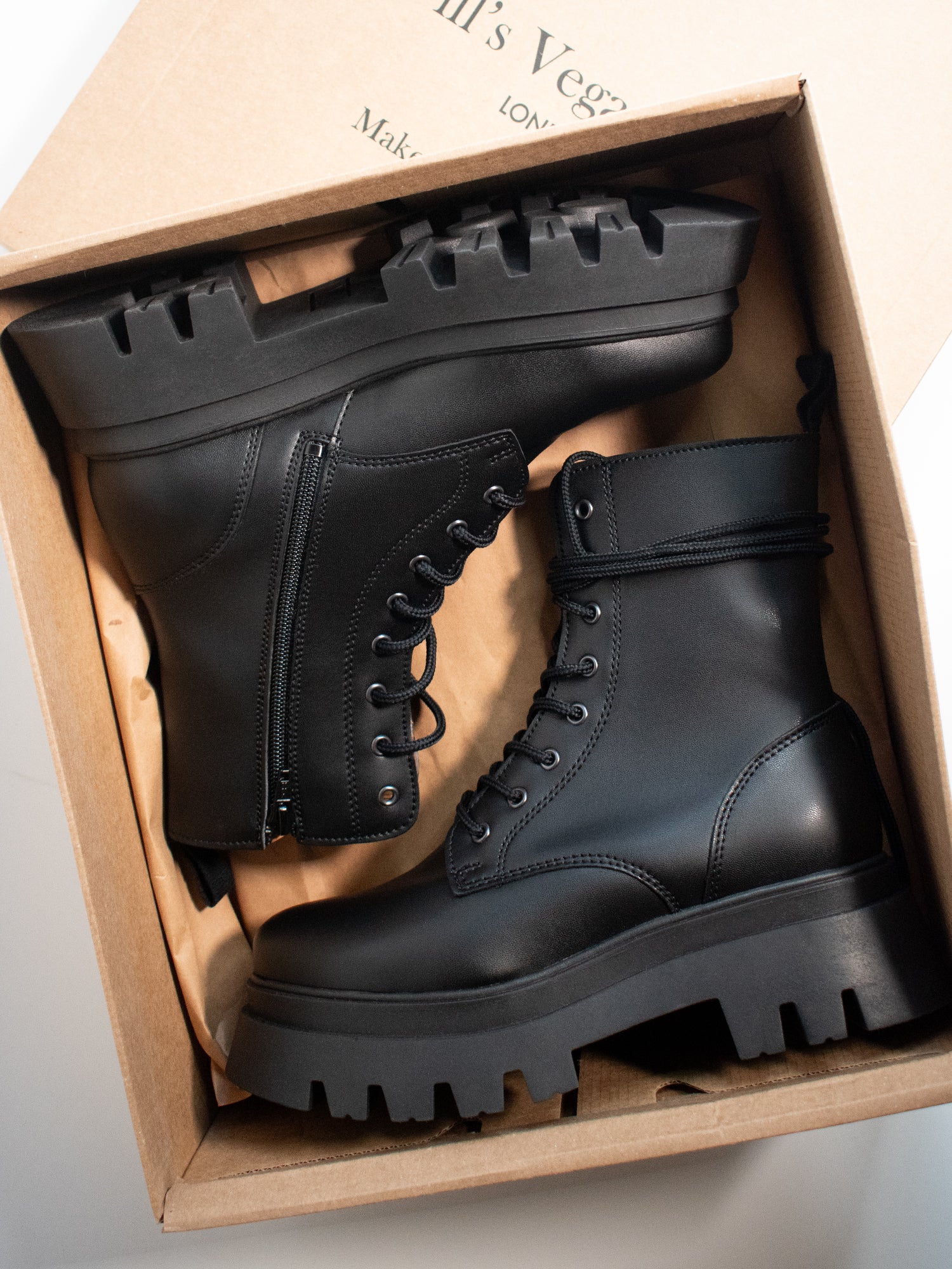 Track Sole 8 Eye Lace-Up Boots | Will's Vegan Store