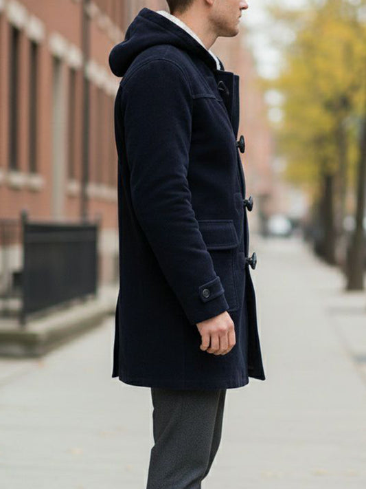 Vegan Men's Wool Duffle Coat With Recycled Vegan Shearling | Will's Vegan Store