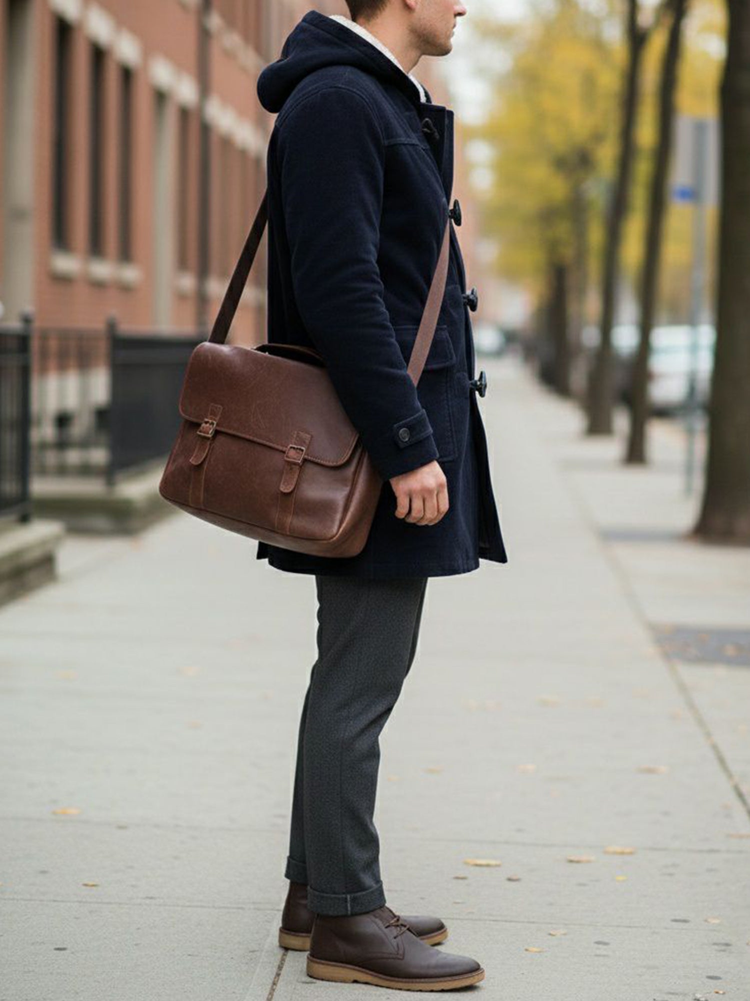 Vegan Men's Wool Duffle Coat With Recycled Vegan Shearling | Will's Vegan Store