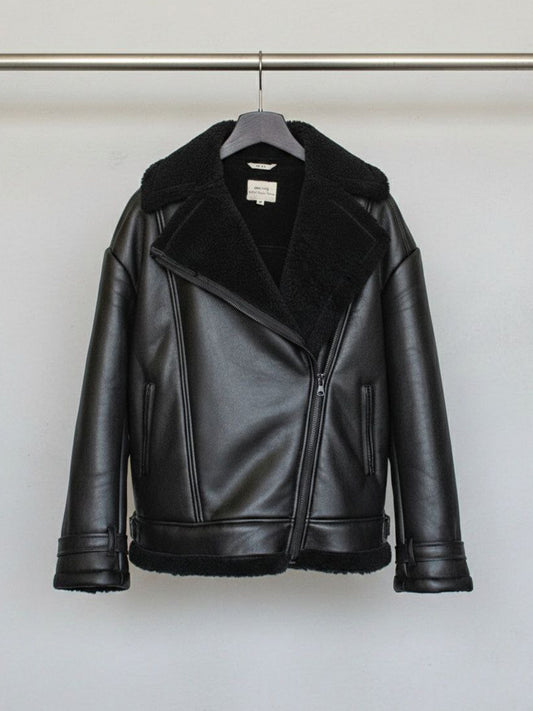 Oversized Recycled Vegan Shearling Aviator Jacket | Vegan Leather Jackets