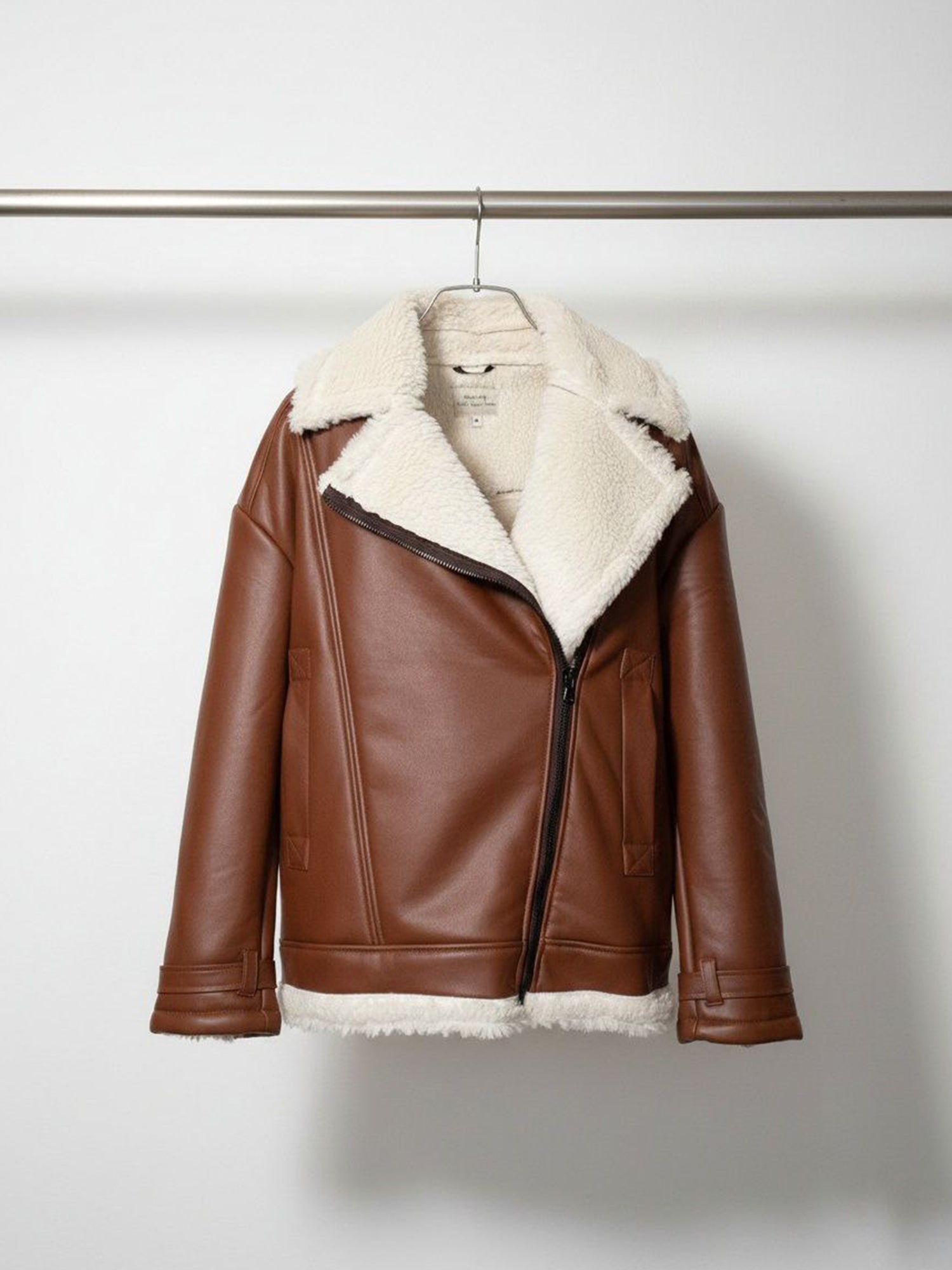 Oversized Recycled Vegan Shearling Aviator Jacket