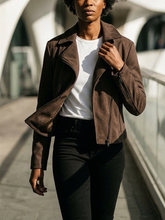 Vegan Suede Biker Jacket