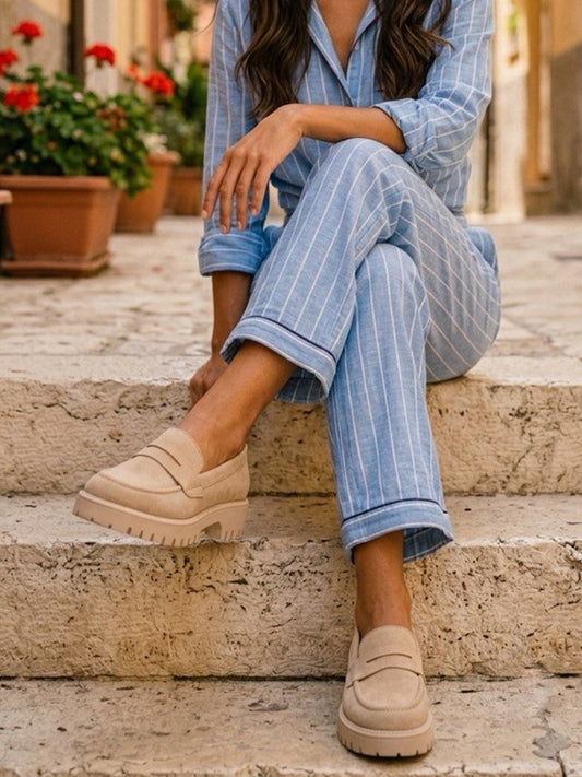 Track Sole Vegan Suede Loafers