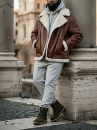 Men's Oversized Recycled Vegan Shearling Aviator Jacket | Will's Vegan Store