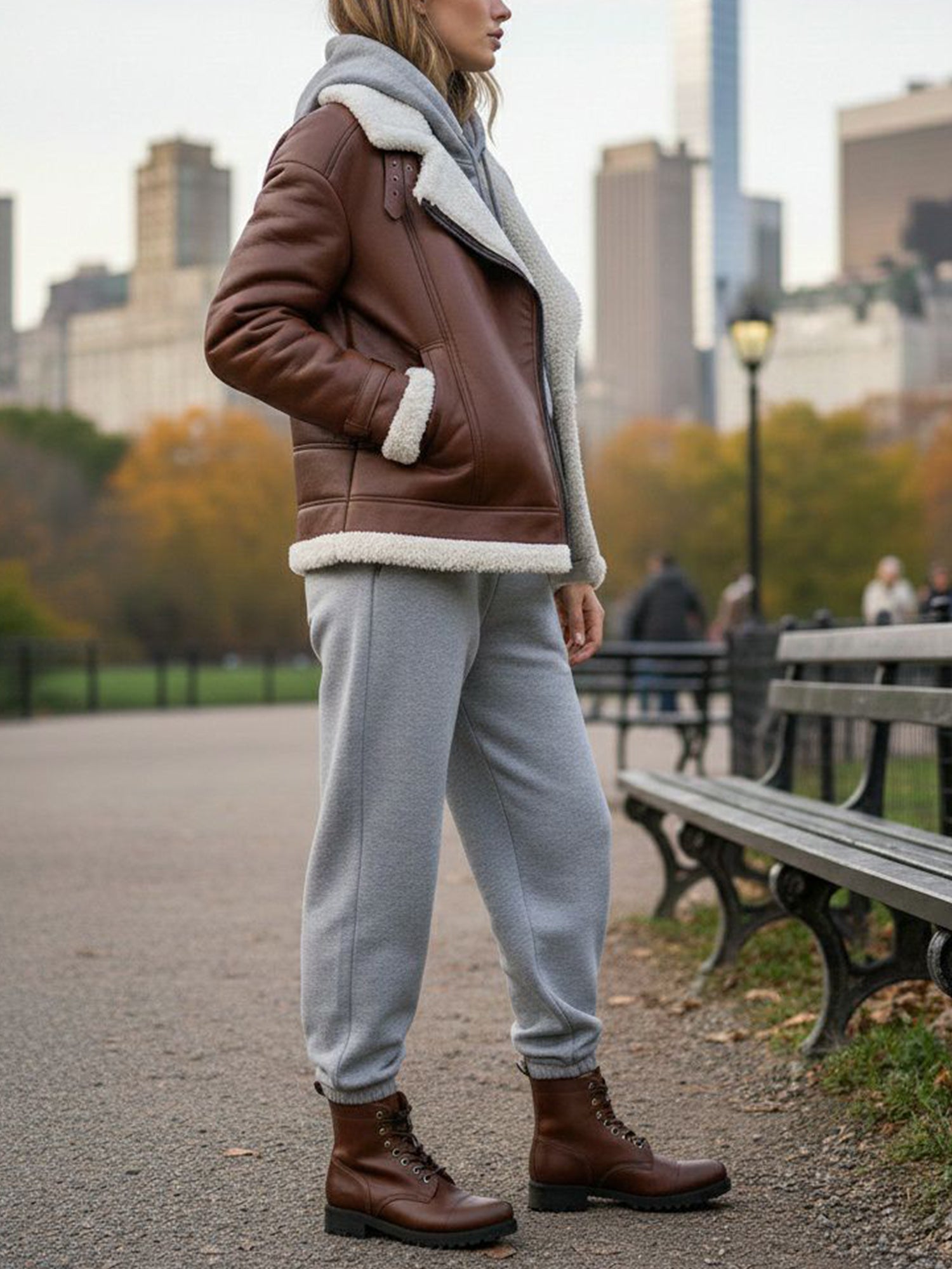 Women's Oversized Recycled Vegan Shearling Aviator Jacket | Will's Vegan Store