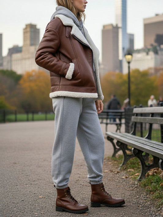 Oversized Recycled Vegan Shearling Aviator Jacket | Vegan Leather Jackets