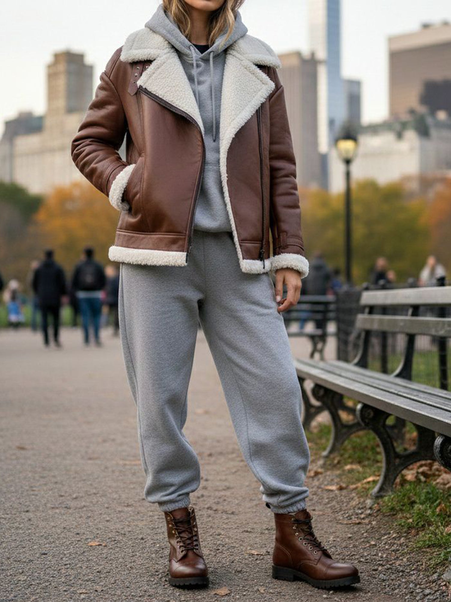 Women's Oversized Recycled Vegan Shearling Aviator Jacket | Will's Vegan Store