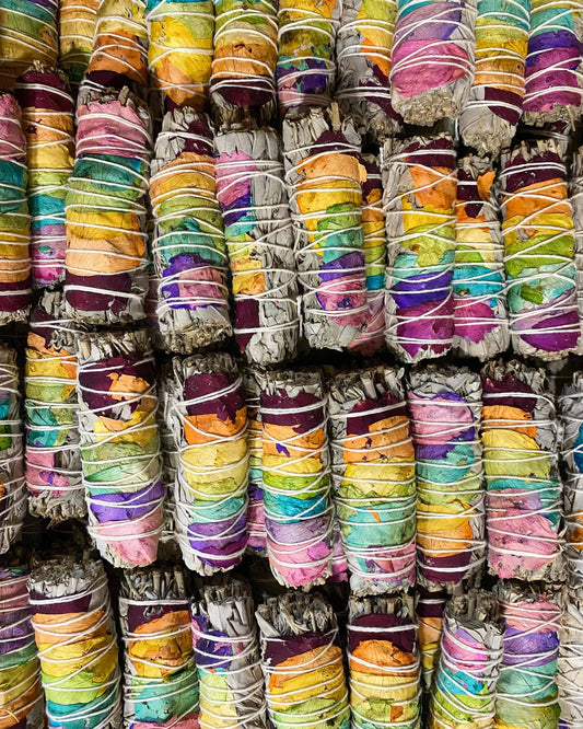 Orglamix Chakra Rose Smudge Sticks | Rainbow Rose Smudging Natural | 