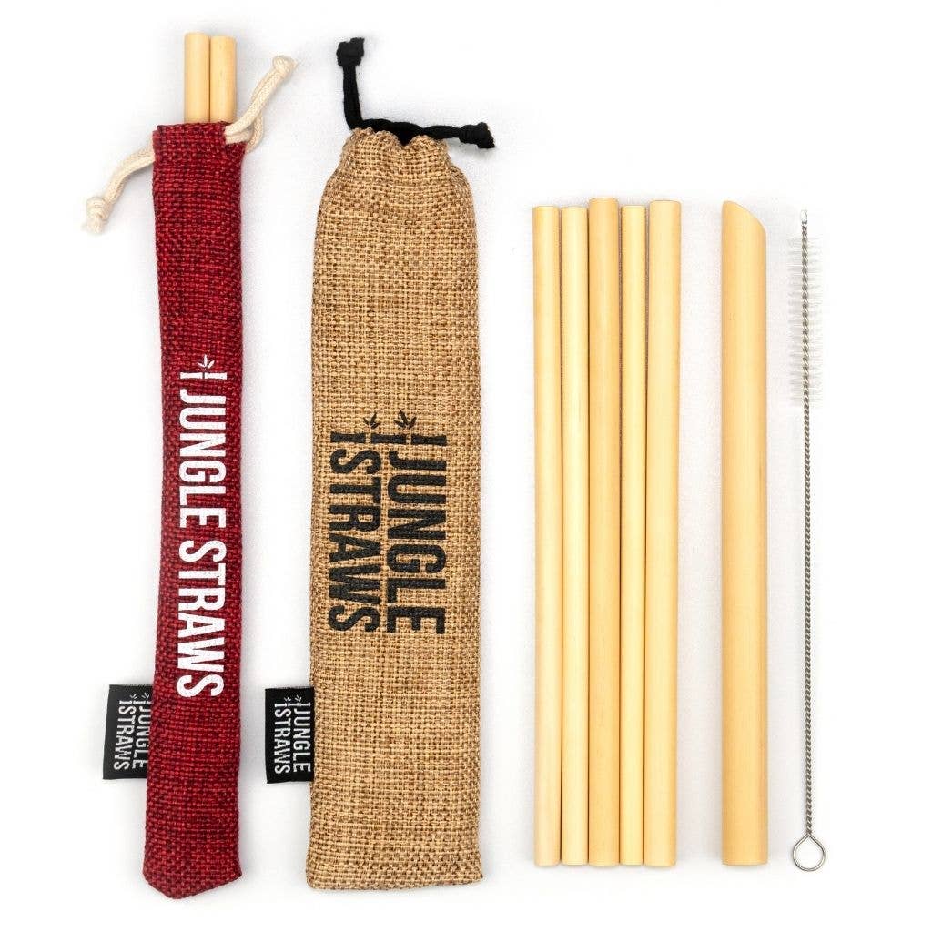 Jungle Culture Bamboo Straws - Reusable Drinking Straw Set - Plastic-Free