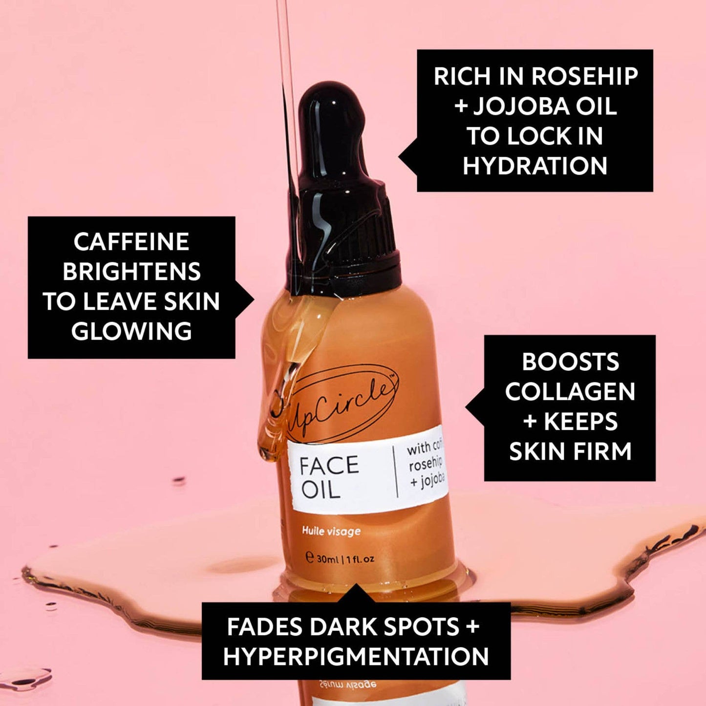 UpCircle Beauty Collagen Boosting Vegan Organic Coffee + Rosehip Face Oil