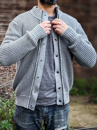 Vegan Men's Recycled Waffle Cardigan | Will's Vegan Store