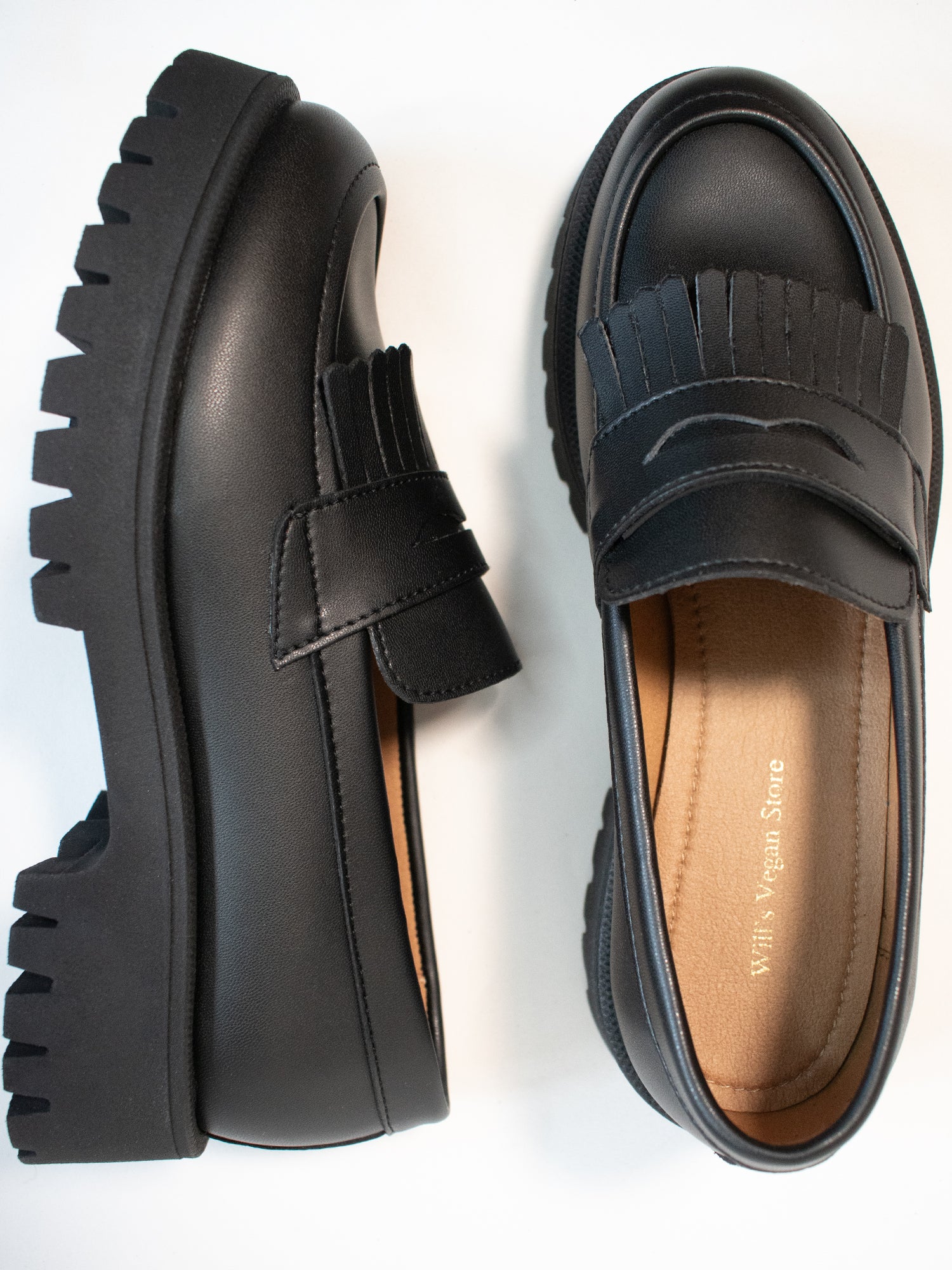 Track Sole Fringe Loafers | Will's Vegan Store