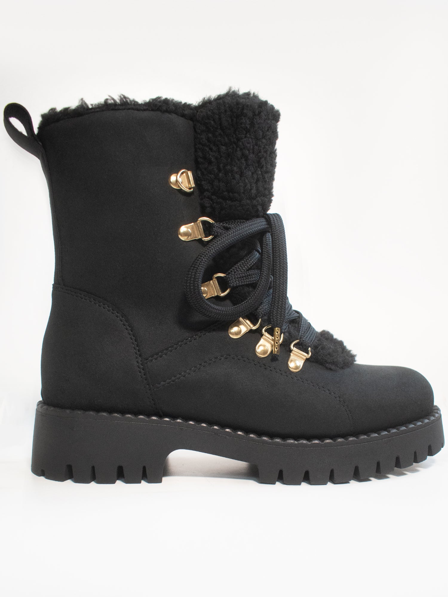 Black shearling boots womens online