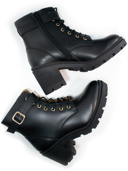 Lace Up Track Sole Booties