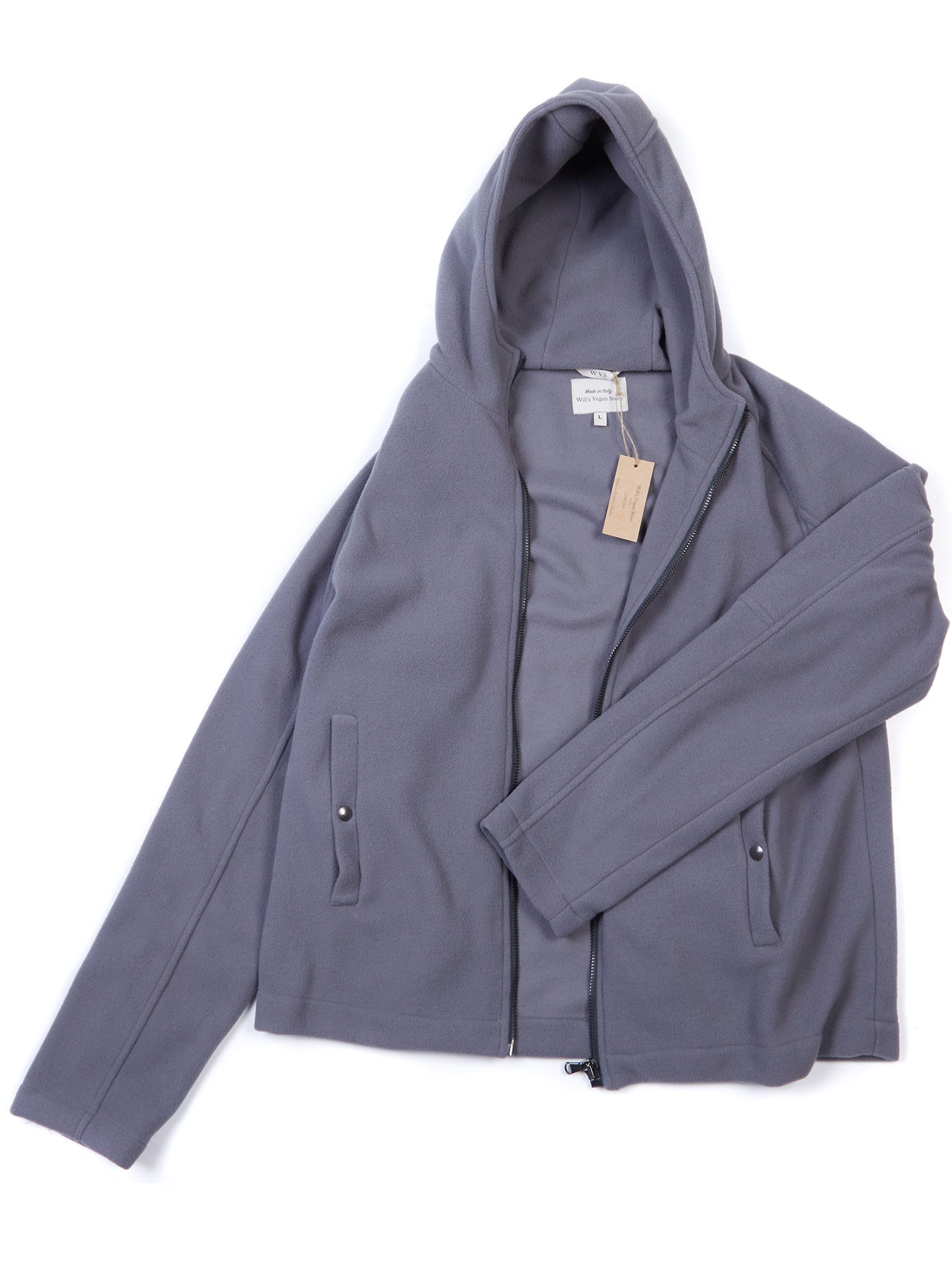Vegan Men's Recycled Zip Through Hooded Fleece | Will's Vegan Store