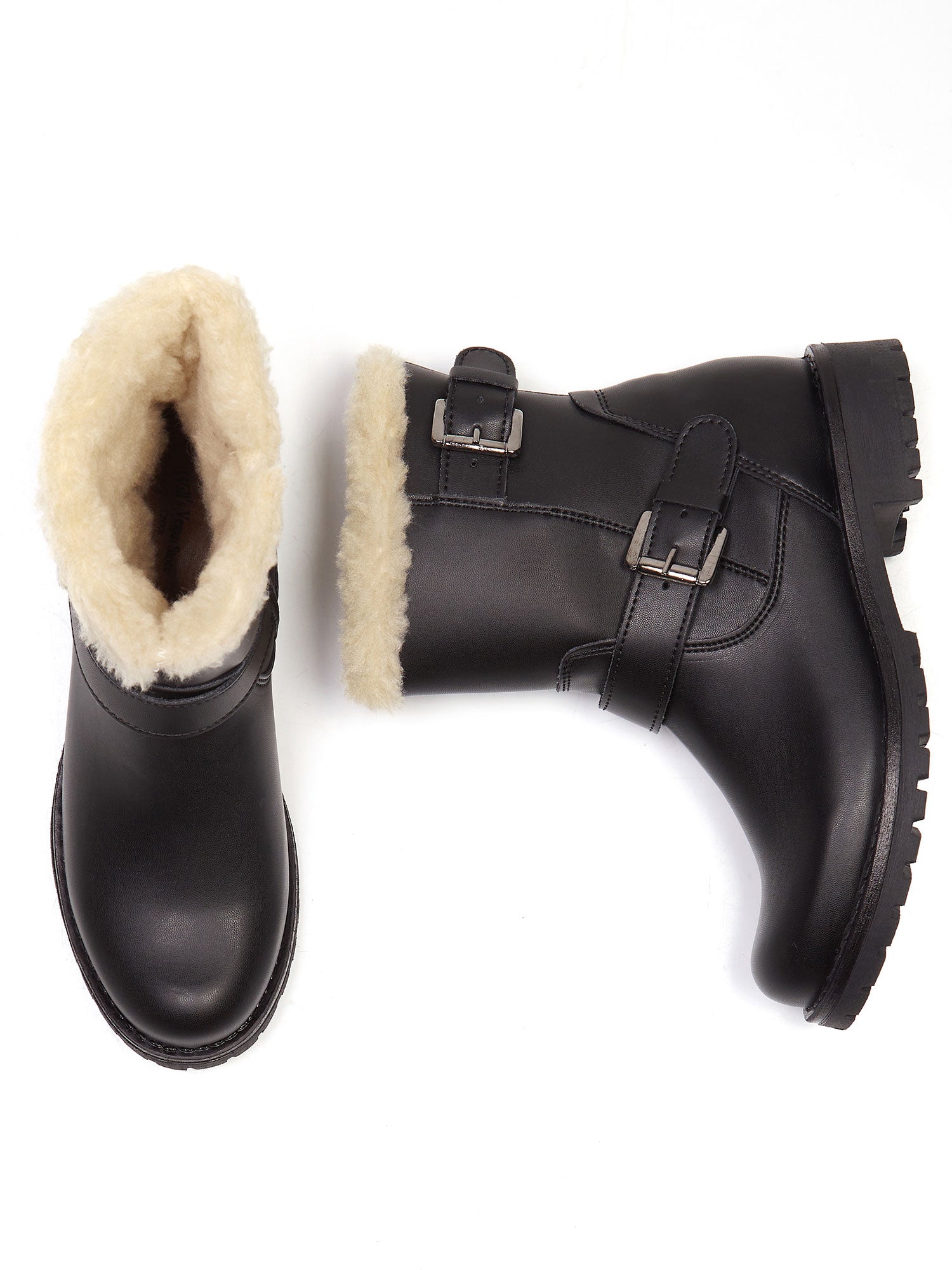 Ladies fur clearance lined biker boots