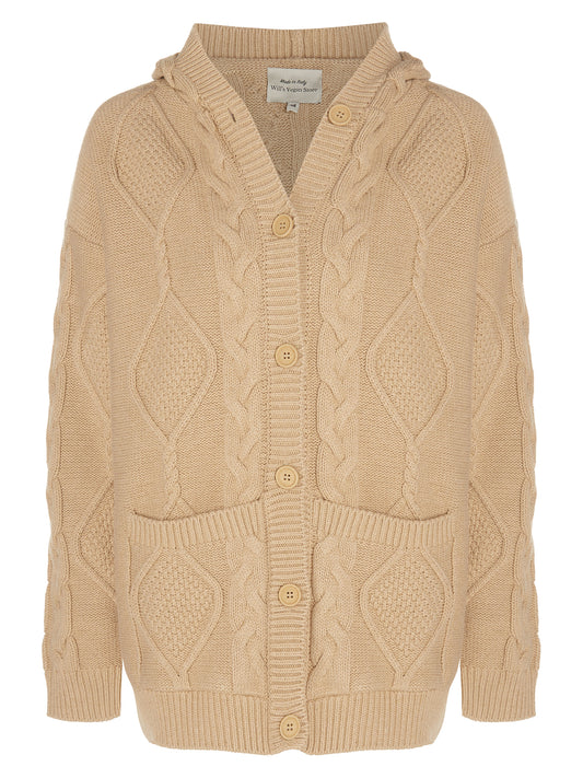 Hooded Button Up Knitted Cardigan