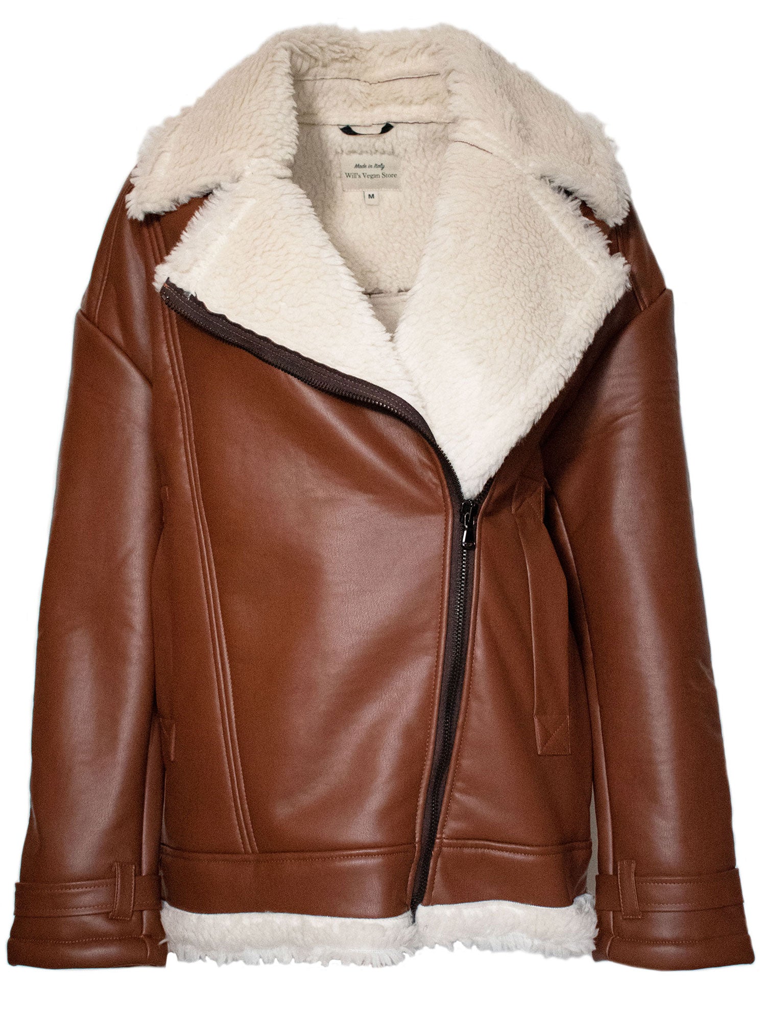 Women's Oversized Recycled Vegan Shearling Aviator Jacket | Will's Vegan Store