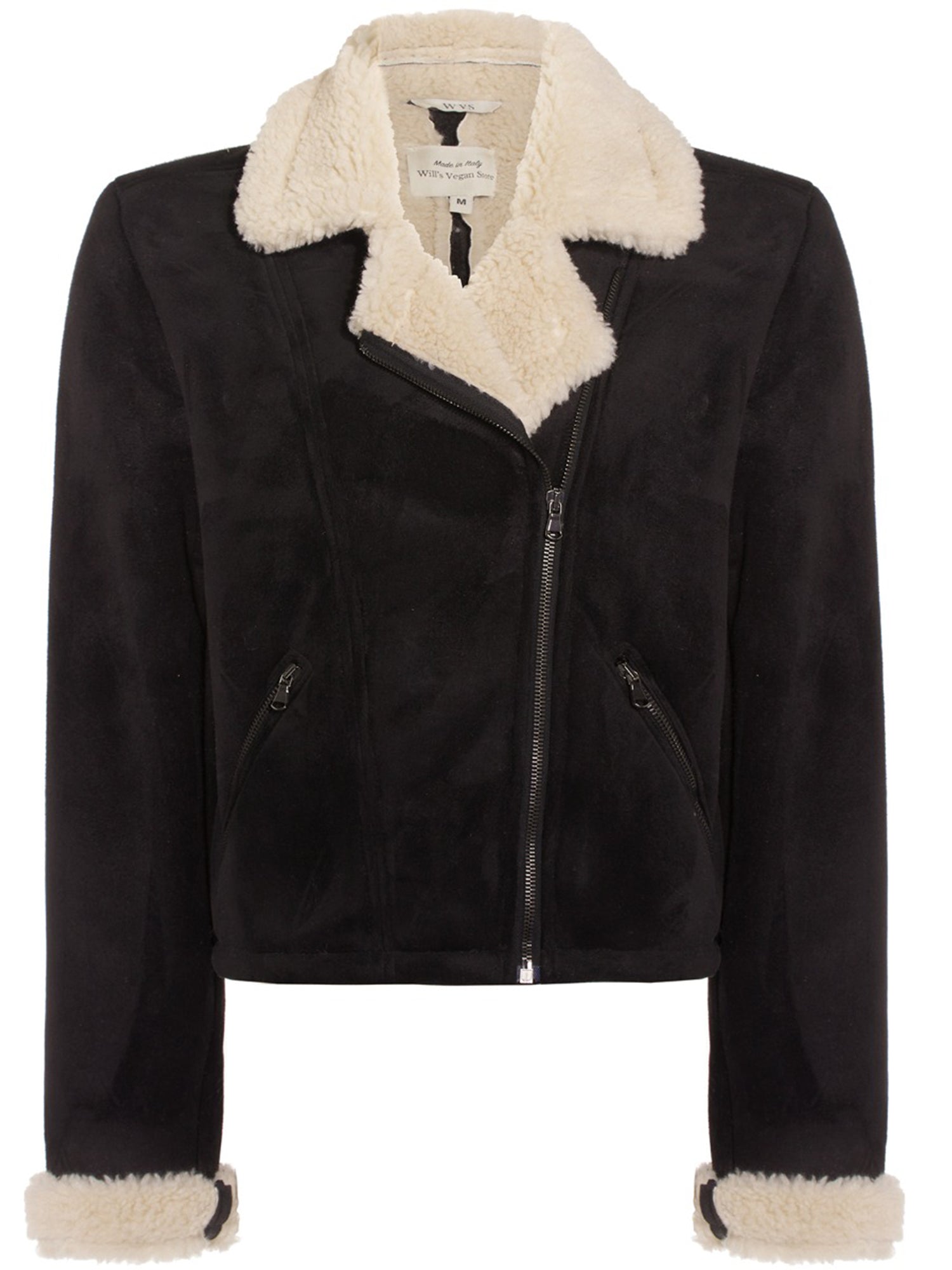 Vegan Women's Recycled Vegan Shearling Moto Jacket Will's Vegan