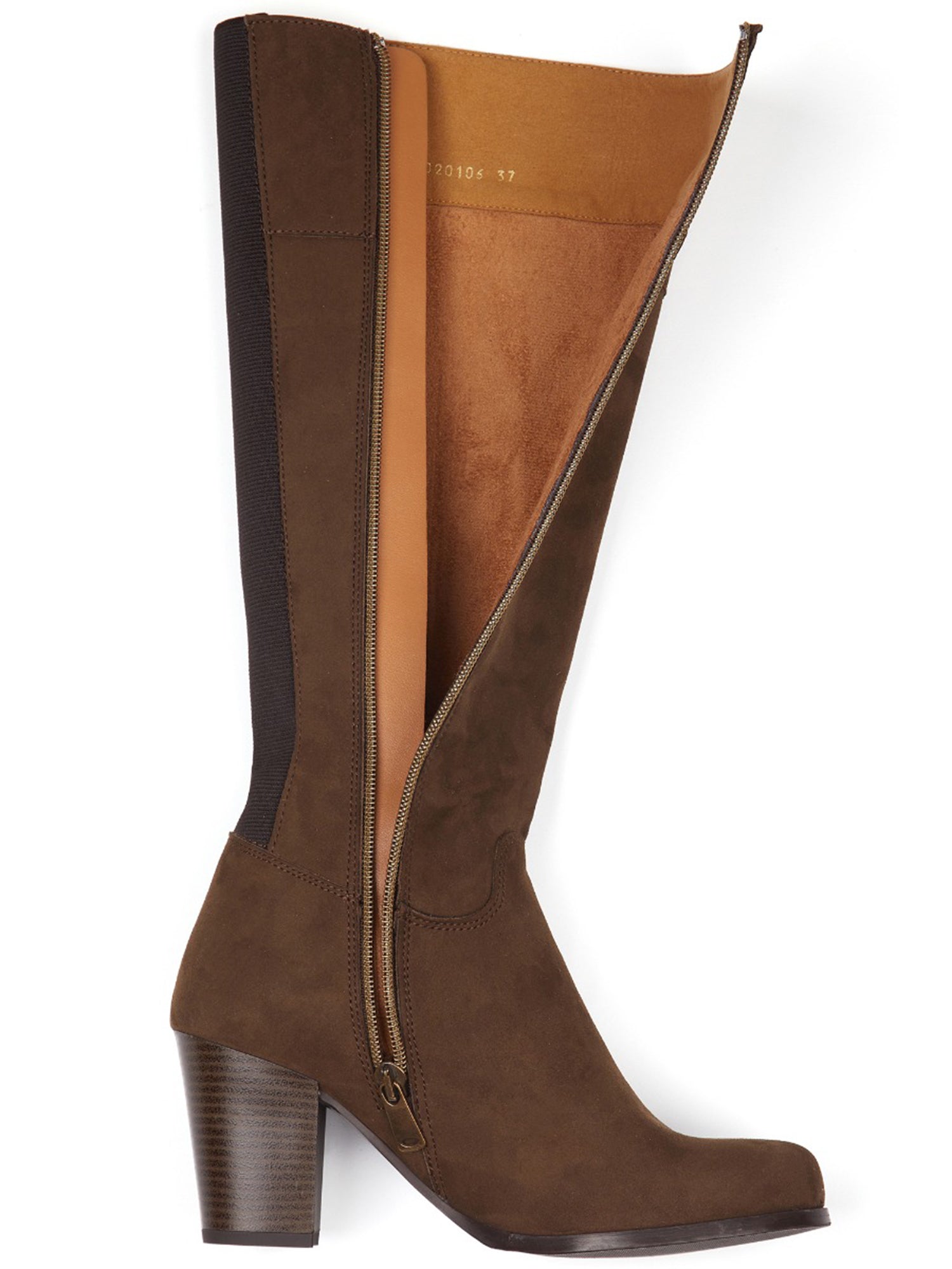 Dark tan knee high clearance boots